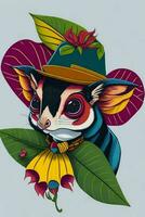 A detailed illustration of a Sugar Glider for a t-shirt design, wallpaper, and fashion photo