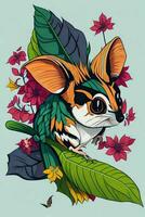 A detailed illustration of a Sugar Glider for a t-shirt design, wallpaper, and fashion photo