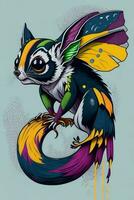 A detailed illustration of a Sugar Glider for a t-shirt design, wallpaper, and fashion photo