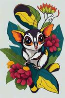 A detailed illustration of a Sugar Glider for a t-shirt design, wallpaper, and fashion photo