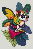 A detailed illustration of a Sugar Glider for a t-shirt design, wallpaper, and fashion photo