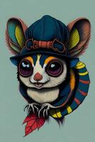 A detailed illustration of a Sugar Glider for a t-shirt design, wallpaper, and fashion photo