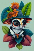 A detailed illustration of a Sugar Glider for a t-shirt design, wallpaper, and fashion photo