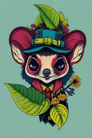 A detailed illustration of a Sugar Glider for a t-shirt design, wallpaper, and fashion photo