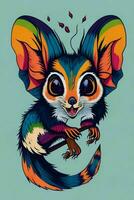 A detailed illustration of a Sugar Glider for a t-shirt design, wallpaper, and fashion photo