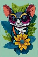 A detailed illustration of a Sugar Glider for a t-shirt design, wallpaper, and fashion photo