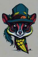 A detailed illustration of a Sugar Glider for a t-shirt design, wallpaper, and fashion photo