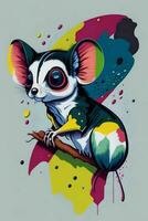 A detailed illustration of a Sugar Glider for a t-shirt design, wallpaper, and fashion photo