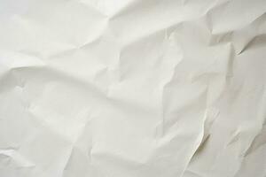 AI Generative horizontal white crumpled paper texture photo