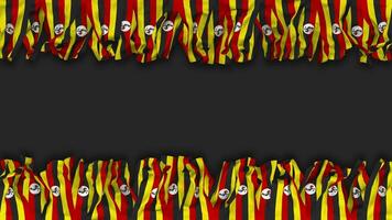 Uganda Flagge hängend Banner nahtlos Schleifen mit stoßen und einfach Textur, 3d Wiedergabe, Luma matt video