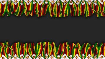Zimbabwe Flag Hanging Banner Seamless Looping with Bump and Plain Texture, 3D Rendering, Luma Matte video