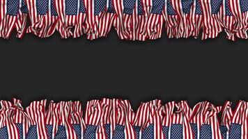 United States Flag Hanging Banner Seamless Looping with Bump and Plain Texture, 3D Rendering, Luma Matte video