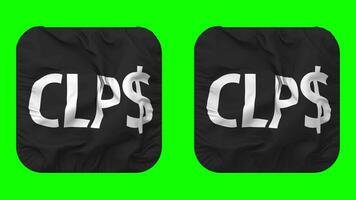 Chilean Peso Currency Icon Cloth Waving in Squire Shape Isolated with Plain and Bump Texture, 3D Rendering, Green Screen, Alpha Matte video