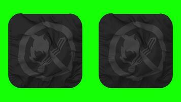 No Fire No Smoking Icon Cloth Seamless Looped Waving in Squire Shape Isolated with Plain and Bump Texture, 3D Rendering, Green Screen, Alpha Matte video