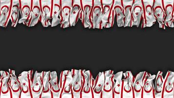 Nord Zypern Flagge hängend Banner nahtlos Schleifen mit stoßen und einfach Textur, 3d Wiedergabe, Luma matt video