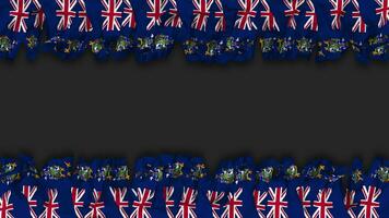 South Georgia and the South Sandwich Islands, SGSSI Flag Hanging Banner Seamless Looping with Bump and Plain Texture, 3D Rendering, Luma Matte video