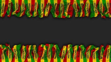 Black History Month Flag Hanging Banner Seamless Looping with Bump and Plain Texture, 3D Rendering, Luma Matte video