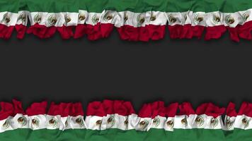 Mexico vlag hangende banier naadloos looping met buil en duidelijk textuur, 3d weergave, luma matte video