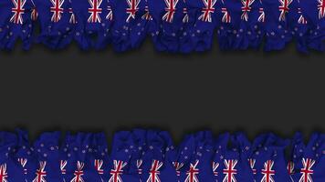 New Zealand Flag Hanging Banner Seamless Looping with Bump and Plain Texture, 3D Rendering, Luma Matte video
