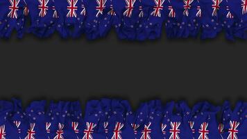 New Zealand Flag Hanging Banner Seamless Looping with Bump and Plain Texture, 3D Rendering, Luma Matte video