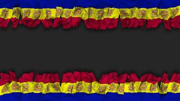 Andorra Flag Hanging Banner Seamless Looping with Bump and Plain Texture, 3D Rendering, Luma Matte video