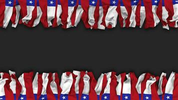Chili vlag hangende banier naadloos looping met buil en duidelijk textuur, 3d weergave, luma matte video
