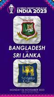 Bangladesh vs Sri Lanka Match in ICC Men's Cricket Worldcup India 2023, Vertical Status Video, 3D Rendering video