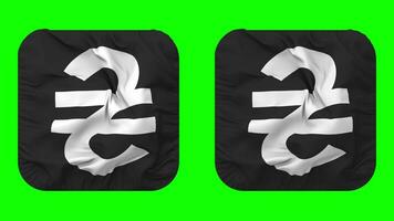 Ukrainian Hryvnia Currency Icon Cloth Waving in Squire Shape Isolated with Plain and Bump Texture, 3D Rendering, Green Screen, Alpha Matte video