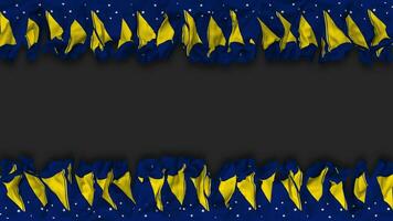 Tokelau Islands Flag Hanging Banner Seamless Looping with Bump and Plain Texture, 3D Rendering, Luma Matte video