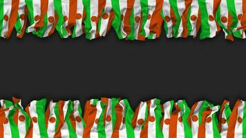 Niger Flag Hanging Banner Seamless Looping with Bump and Plain Texture, 3D Rendering, Luma Matte video