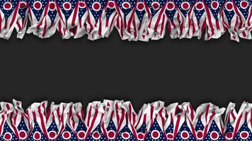 State of Ohio Flag Hanging Banner Seamless Looping with Bump and Plain Texture, 3D Rendering, Luma Matte video