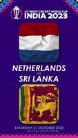 Holanda vs sri lanka partido en icc de los hombres Grillo Copa Mundial India 2023, vertical estado video, 3d representación video