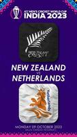 New Zealand vs Netherland Match in ICC Men's Cricket Worldcup India 2023, Vertical Status Video, 3D Rendering video