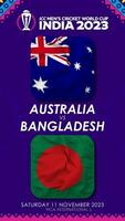 Australien mot bangladesh match i icc herr- cricket världscupen Indien 2023, vertikal status video, 3d tolkning video