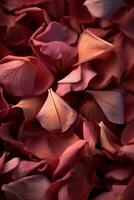 AI Generative Delicate Rose petals macro closeup photo