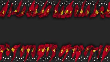 Papua New Guinea Flag Hanging Banner Seamless Looping with Bump and Plain Texture, 3D Rendering, Luma Matte video