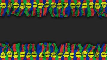 New Caledonia Flag Hanging Banner Seamless Looping with Bump and Plain Texture, 3D Rendering, Luma Matte video