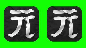 New Taiwan Dollar Currency Icon Cloth Waving in Squire Shape Isolated with Plain and Bump Texture, 3D Rendering, Green Screen, Alpha Matte video