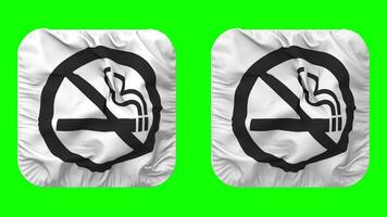 No Smoking Icon Cloth Seamless Looped Waving in Squire Shape Isolated with Plain and Bump Texture, 3D Rendering, Green Screen, Alpha Matte video