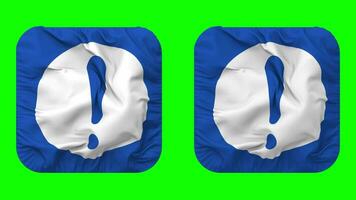 General Mandatory Action Icon Cloth Seamless Looped Waving in Squire Shape Isolated with Plain and Bump Texture, 3D Rendering, Green Screen, Alpha Matte video
