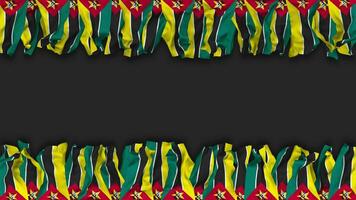 Mozambique Flag Hanging Banner Seamless Looping with Bump and Plain Texture, 3D Rendering, Luma Matte video