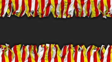 South Ossetia Flag Hanging Banner Seamless Looping with Bump and Plain Texture, 3D Rendering, Luma Matte video