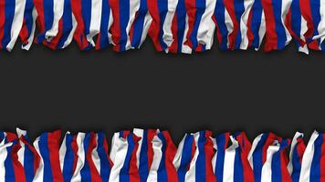Russia Flag Hanging Banner Seamless Looping with Bump and Plain Texture, 3D Rendering, Luma Matte video