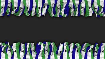 Lesotho Flag Hanging Banner Seamless Looping with Bump and Plain Texture, 3D Rendering, Luma Matte video