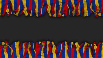 Arménie drapeau pendaison bannière sans couture boucle avec bosse et plaine texture, 3d le rendu, luma mat video