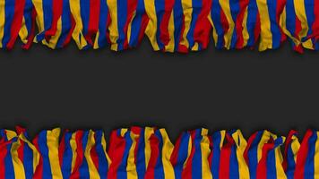 Armenia Flag Hanging Banner Seamless Looping with Bump and Plain Texture, 3D Rendering, Luma Matte video