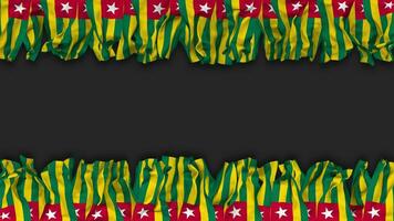 Togo Flag Hanging Banner Seamless Looping with Bump and Plain Texture, 3D Rendering, Luma Matte video