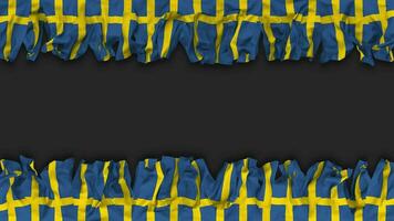 Sweden Flag Hanging Banner Seamless Looping with Bump and Plain Texture, 3D Rendering, Luma Matte video