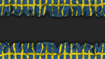 Sverige flagga hängande baner sömlös looping med stöta och enkel textur, 3d tolkning, luma matt video