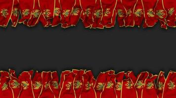 Montenegro Flag Hanging Banner Seamless Looping with Bump and Plain Texture, 3D Rendering, Luma Matte video